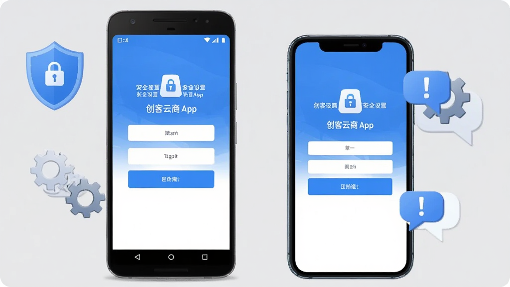 ����չʾһ����׿�ֻ���һ��ƻ���ֻ����Űڷţ������ֻ���Ļ����ʾ��������App�ĵ�¼���档�ֻ���Χ�ж��ơ���������ʾ����ͼ�꣬������ȫ�����������ʾ������Ϊǳ��ɫ�������ֱ�ۣ�ϸ�����������ʸɾ����޶���Ԫ�أ��ʺ���Ϊ���ֽ̳���ͼ��