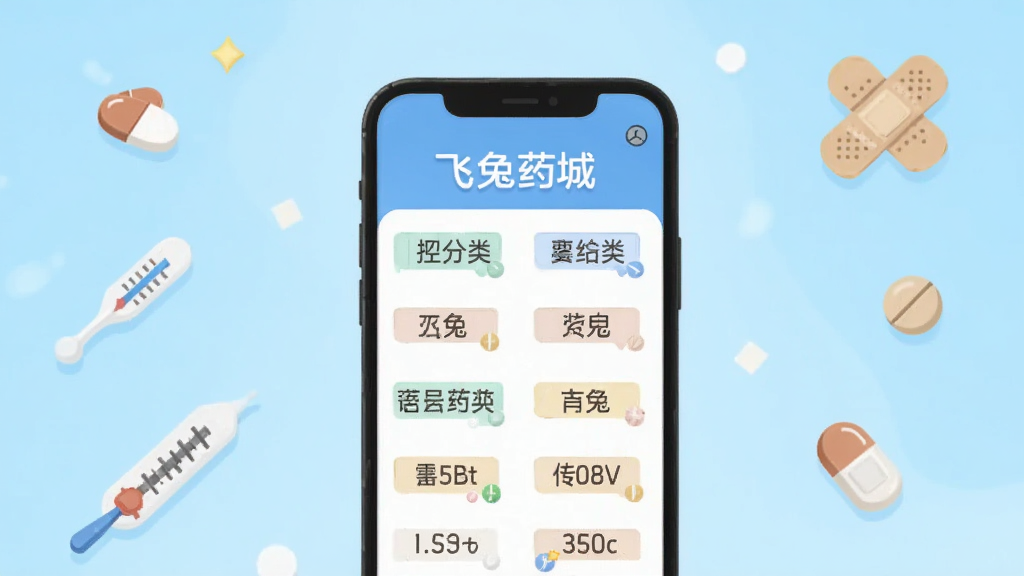 ���������Ƿ���ҩ��APP����Ʒ����ҳ���ͼ���廭��չʾ���ҩƷ�����ǩ�������У�����Ϊǳ��ɫ���䣬��Χ��׺ҩƬ�����¼ơ���������Сͼ�꣬�������¼�Լ�ı�ƽ����Ʒ�񣬹�ͼ���У����������ɾ����޶���Ԫ��