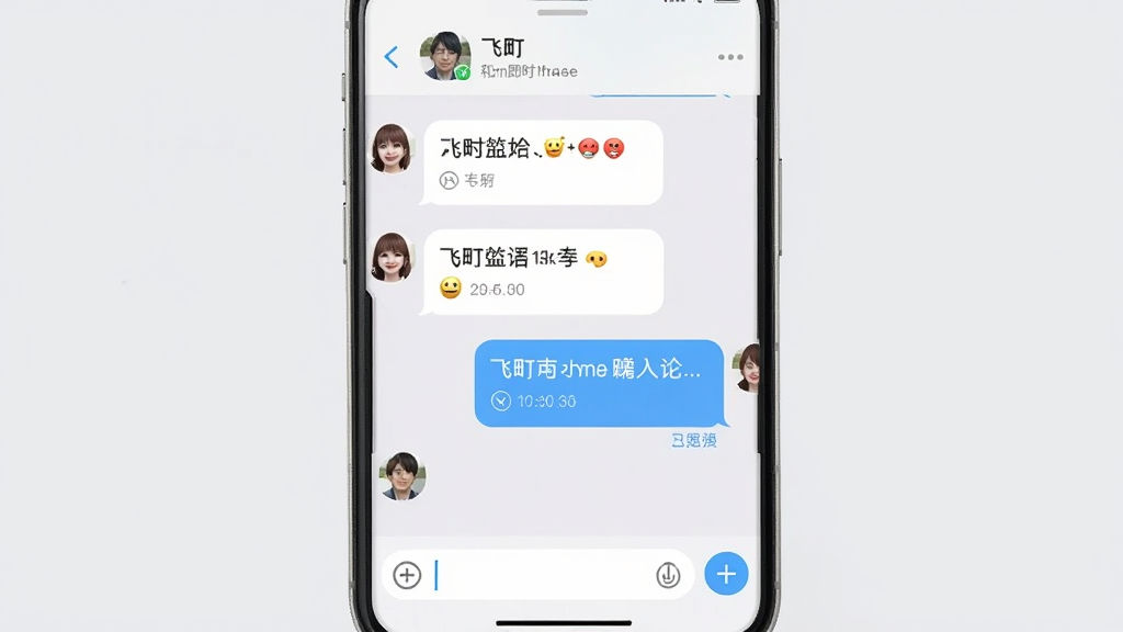 ���ʱ�������չʾͼ������Ϊ�ֻ����촰�ڣ���Ļ����ʾ���ҶԻ����ݣ����Ϊ�Է���Ϣ���Ҳ�Ϊ�Լ���Ϣ�������ڰ������ֺͱ��飬�ײ��������ͼӺŰ�ť��������ʾ��ϵ���ǳƣ�����Ϊǳ��ɫ��������ִ�������������ϸ�ڰ���Բ�����ݡ�ʱ������Ѷ���ǣ����ʸɾ����޶���Ԫ��