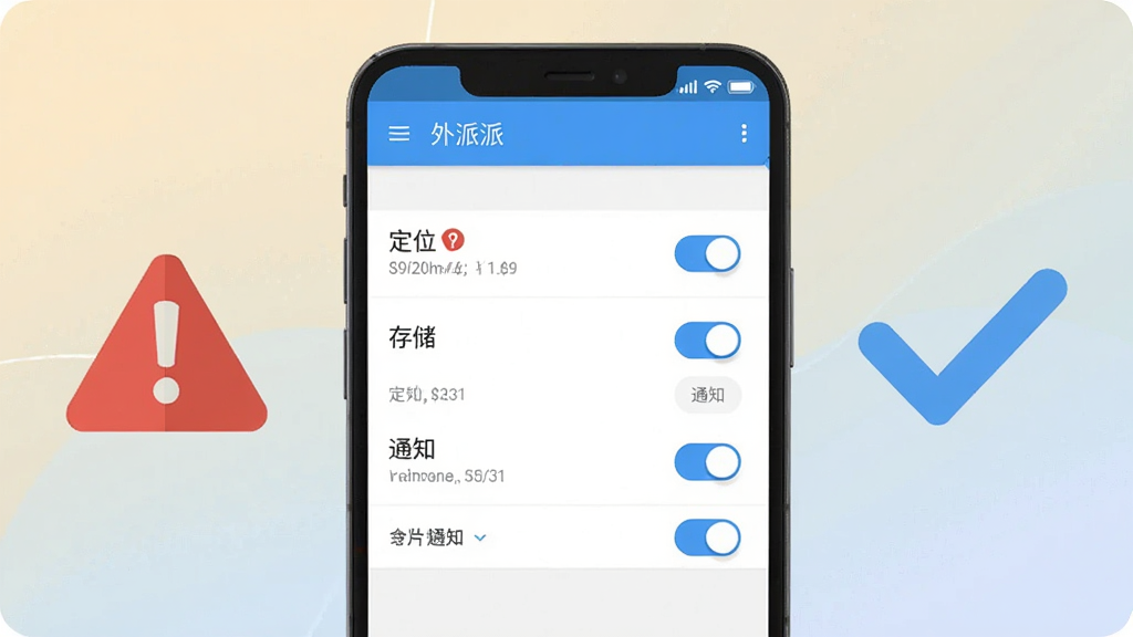 һ����׿�ֻ���Ļ����ʾ�������ɡ�APP��Ȩ�����ý��棬�����а�����λ���洢��֪ͨ��Ȩ�޿��أ��ֻ��Ա���һ����ɫ�ľ���ͼ���һ����ɫ�ĶԹ�ͼ�꣬���ֲ����ֻ����С�ͼ�����ҷֲ��ķ�ʽ�����Ϊ��ƽ���ֻ�UIչʾͼ��ϸ�ڰ������������ֱ�ǩ�����Ŀ��ؿؼ�����͵ı���ɫ�������������ɾ����޶���Ԫ��