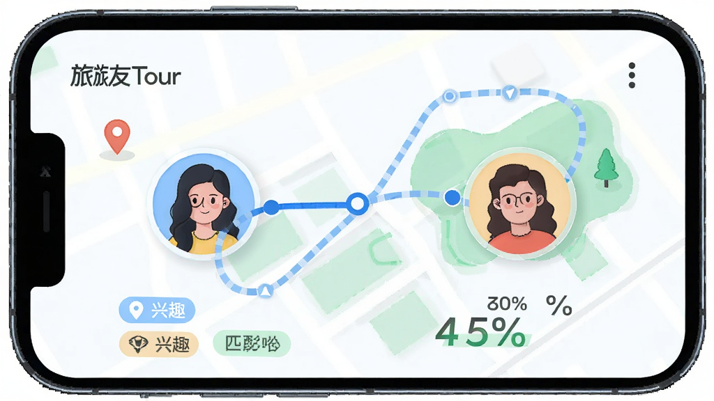 һ��AI���ɵġ�����Tour������չʾͼ������Ϊ�ֻ���Ļ�������û�ͷ��ͨ����ͼ·�����ӣ��������ҶԳƣ��Ű��࣬���Ϊ�Ƽ��в廭��ϸ�ڰ�����λͼ�ꡢ��Ȥ��ǩ��ƥ��Ȱٷֱȣ����ʸ��壬�ɾ����޶���Ԫ��