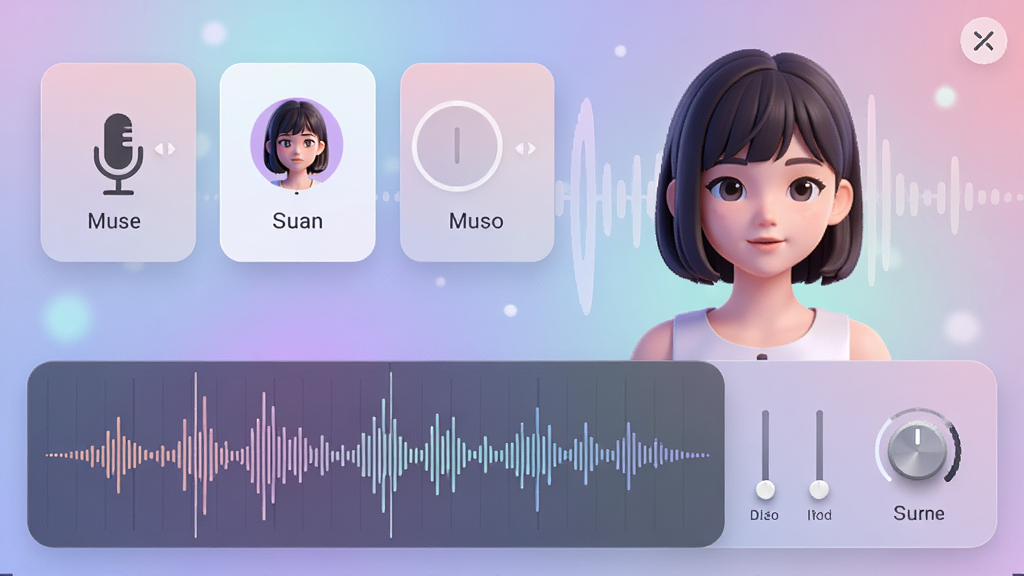 Muse AI �����ϳɹ��ܽ��棬����Ϊһλ��������������������ӻ�ͼ�β��У�����Ϊ���½ṹ���Ϸ�����ɫѡ��Ƭ���·����ݳ������������壬�Ű������ˣ����Ϊ����λõĽ���ɫ����ϸ�ڰ�����˷�ͼ�ꡢ��ɫͷ�񡢻�����ť�����ʸ��壬����ɾ����޶���Ԫ��
