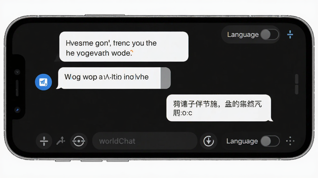 WorldChat �������빦�ܽ���չʾͼ����������Ϊ�ֻ����촰�ڣ������ʾӢ����Ϣ���Ҳ���ʾ���ķ������ݣ�����Ϊ�������У������ˬ���죬ϸ�ڰ�������ͼ�ꡢ�����л���ť����Ϣʱ����������������ɾ����޶���Ԫ��