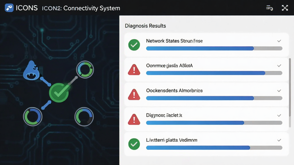 ����ΪICONS: Connectivity System������Ͻ��棬���ֲ������ҷ������Ű��������ʾ����״̬ͼ���Ҳ���ʾ��Ͻ���б������Ϊ��ˬ�Ƽ��磬ϸ�ڰ�����ɫ�Թ���ǡ���ɫ����ͼ�ꡢ��ɫ�����������ʸ���ɾ��޶���Ԫ��