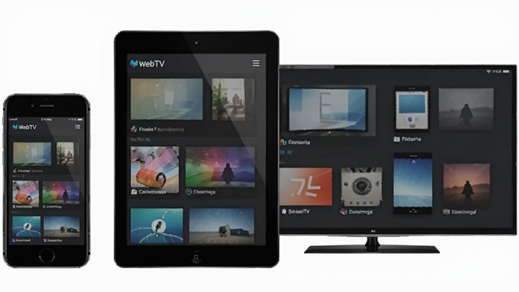 ����WebTV�Ķ��豸չʾͼ������Ϊ�ֻ���ƽ�塢������̨�豸������ʾͬһ���棬���ֺ������У��Ű���⣬����Լ��ϸ�ڰ����豸�߿���Ļ����һ�£����ʸ��壬�ɾ����޶���Ԫ��