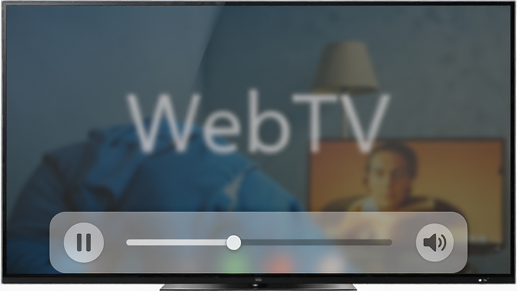 ����WebTV�Ĳ��ſ��ƽ��棬����Ϊ������Ļ�·����������������ֵײ����У��Ű���գ�����͸��ĥɰ��ϸ�ڰ���������ͣ��ť��������������ͼ�꣬���ʸ��壬�ɾ����޶���Ԫ��