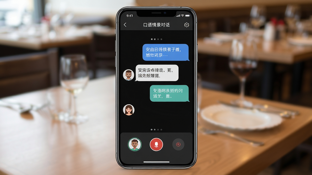 �ȱ������龰�Ի���ϰ���棬�������ֻ���Ļ�ϵĶԻ�����ģ�⣬����Ϊ�ֻ����У���Ļ����ʾ������͵ĶԻ�����ͽ�ɫѡ��ť�����Ϊ�������UIչʾͼ��ϸ�ڰ����Ի����ݡ���ɫͷ��¼����ť�����ʸ��壬�ɾ����޶���Ԫ��