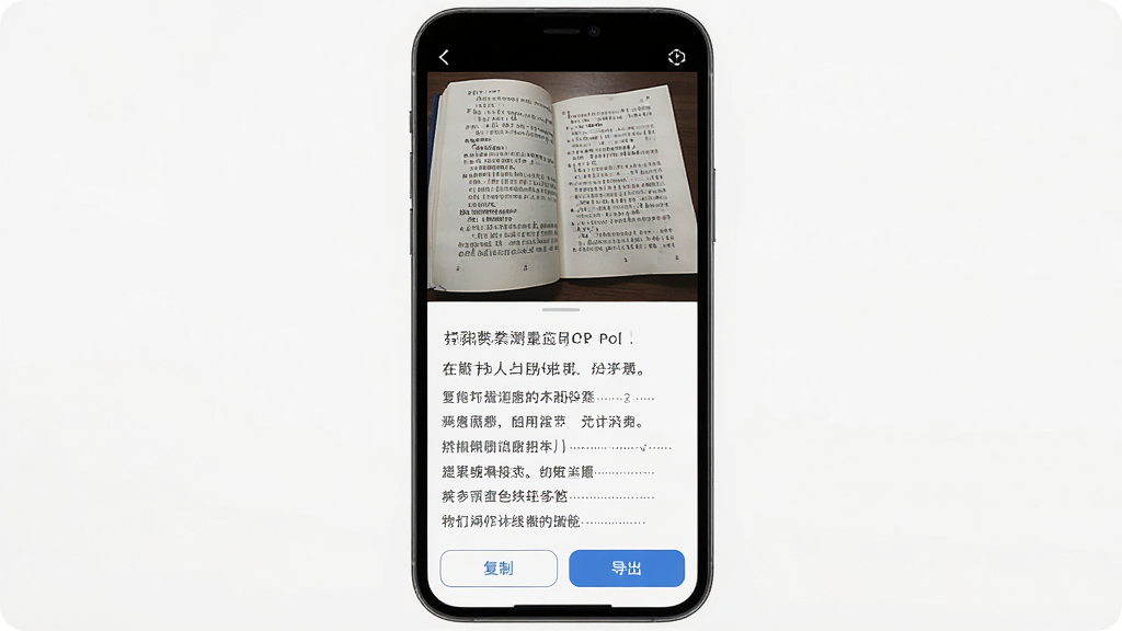 �����ǿڴ�ɨ�������Ӧ���ڵ�OCRʶ�������棬����Ϊ�ֻ���Ļ����չʾ����Ļ�ϰ벿����������鼮ҳ�棬�°벿������ȡ���������ı����Ű�Ϊ���·��������Ϊ��Լ�ִ���ϸ�ڰ�����Ļ���С����ơ��͡���������ť�����������ɱ棬���ʸ��壬�ɾ����޶���Ԫ��