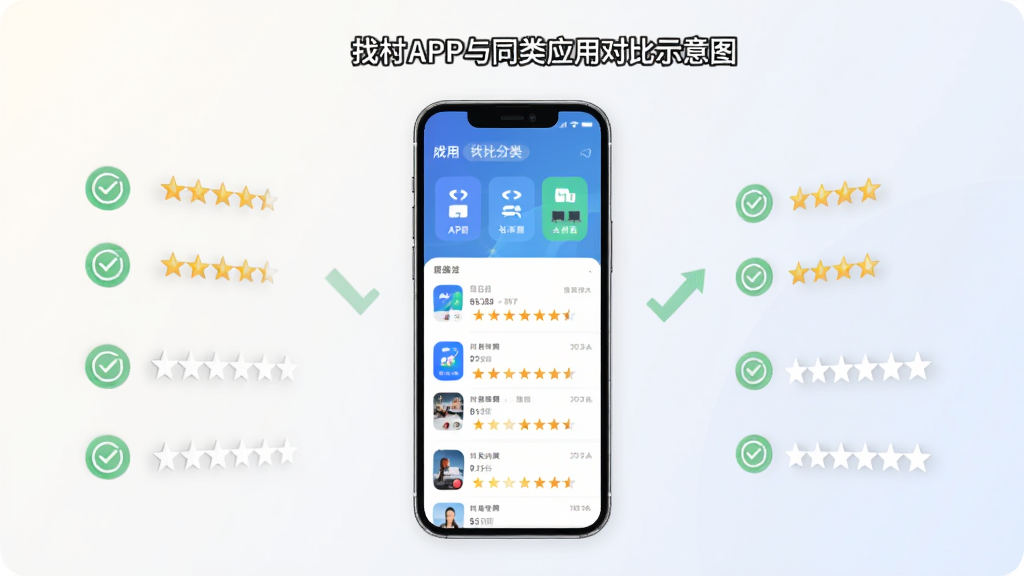 �Ҵ�APP��ͬ��Ӧ�öԱ�ʾ��ͼ����������չʾ�ֻ���Ļ�ϵ�Ӧ���б��������Ǽ�������Ϊǳɫ���䣬����Ϊ���ҷ����Աȣ����Ϊ�����Լ��ϸ�ڰ�����ɫ�Թ�ͼ�ꡢ�Ǽ����źͷ����ǩ�������������ɾ����޶���Ԫ��