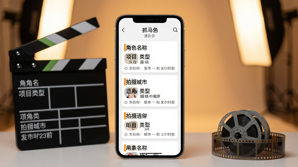 һ��չʾץ��ѡ��APPͨ���б�ҳ��ĳ���ͼ���������ֻ���Ļ��ʾ����ѡ��ͨ�濨Ƭ��ÿ����Ƭ������ɫ���ơ���Ŀ���͡�������кͷ���ʱ�䣬�ֻ��Ա߷���һ���������һ����Ӱ��Ƭ������Ϊ��͵�ů����Ӱ�ﻷ����������רҵ�Ҹ���Ӱ�ӷ�Χ��������������ͼ��࣬������Ԫ��