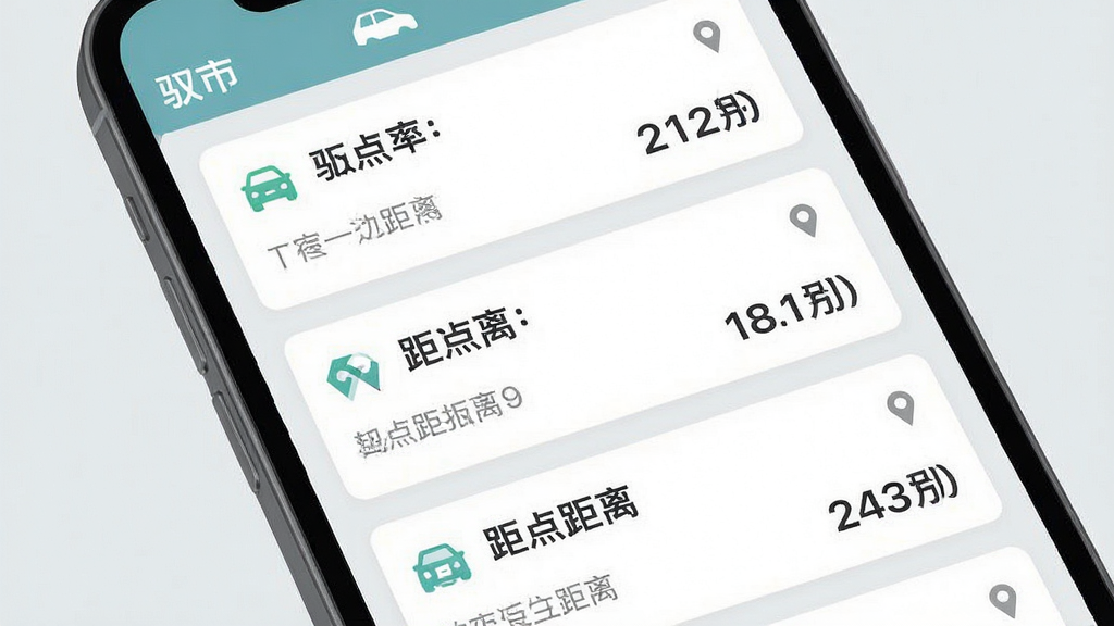 一张展示驭市APP实时订单推送功能的界面截图风格图片,主体为手机屏幕显示多个订单卡片列表,布局为纵向排列,排版整齐有序,风格为扁平化UI设计,细节上每个订单卡片包含起点终点图标、距离与金额信息,背景为浅灰色,文字清晰可读,画质高清,干净无多余元素,画面中带有