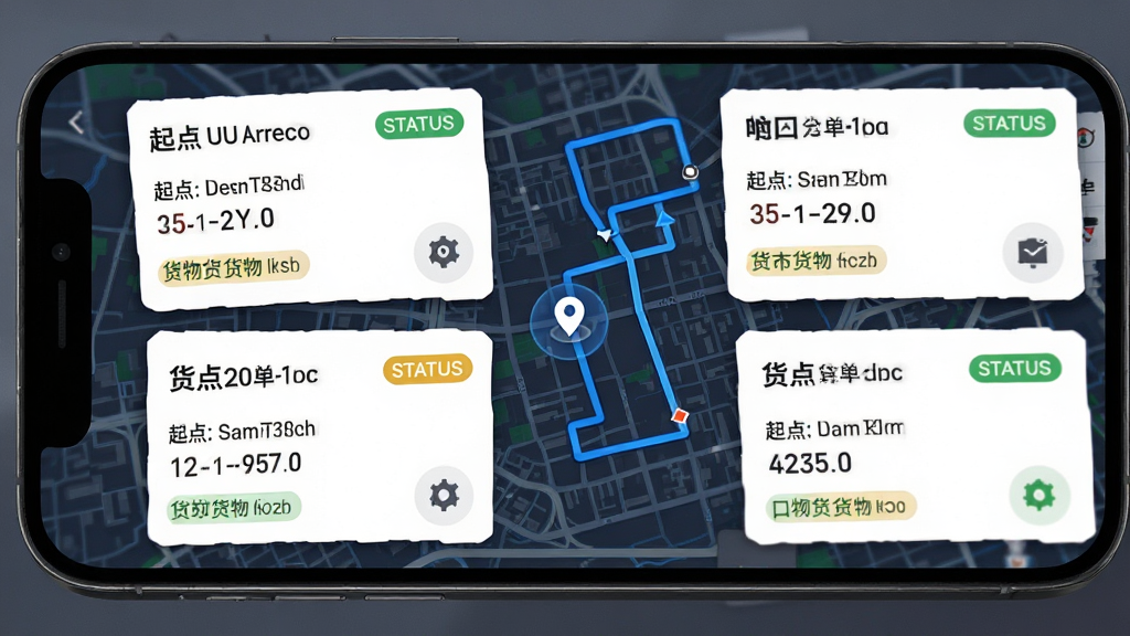 UU���˽ӵ��������棬��������Ϊ�ֻ���Ļ��д����Ļ��չʾ������˶�����Ƭ��ÿ�ſ�Ƭ��ע����յ�ͻ�����Ϣ������Ϊ���е�ͼ·��ͼ�����ΪдʵUIչʾ��ϸ�ڰ�����λ��ꡢ·�����ߡ�����״̬��ǩ�����ʸ��壬�ɾ����޶���Ԫ��