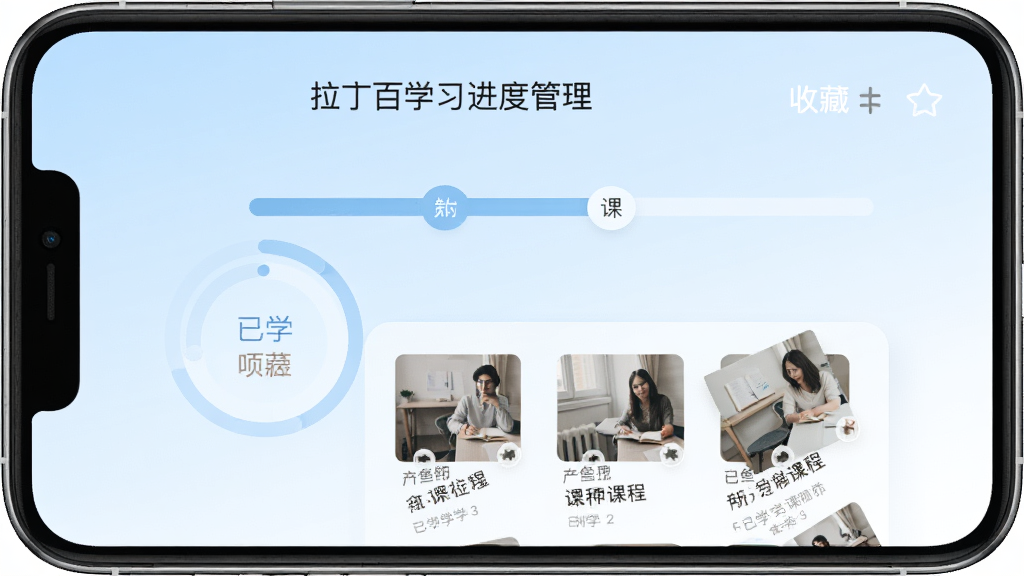 ����һ��ѧϰ���ȹ������棬�ֻ���Ļչʾ�γ̽��������ղ��б�������Ϊ����ɫ���䣬����Ϊ���Ȼ��Ϳγ�����ͼ������Ϊ�����б����Ű����룬����������ţ�ϸ�ڰ���