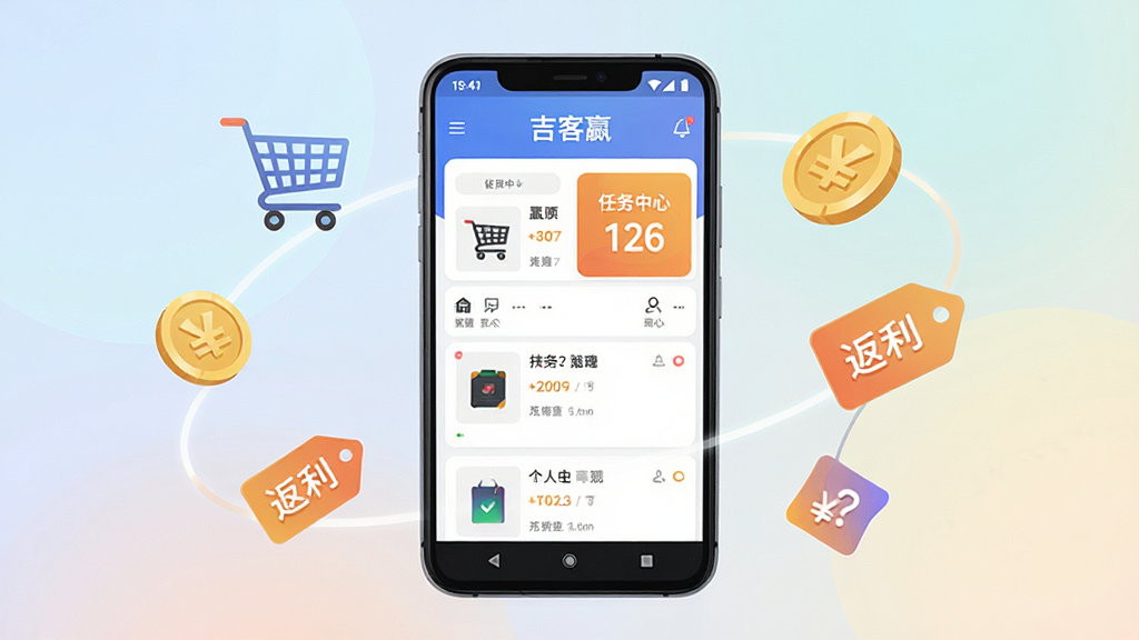 ����������һ����׿�ֻ�����Ļ����ʾ������Ӯ��Ӧ�ý��棬���������Ʒ�б����������ġ��������ĵ�ģ�飬�ֻ���Χ���ƹ��ﳵ����ҡ�������ǩ��ͼ�꣬���岼��Ϊ���й�ͼ�����Ϊ��ƽ���Ƽ��У�ϸ�ڰ�����͵Ľ��䱳����������ͼ���������������������ɼ�������Ϊ���壬�ɾ����޶���Ԫ��