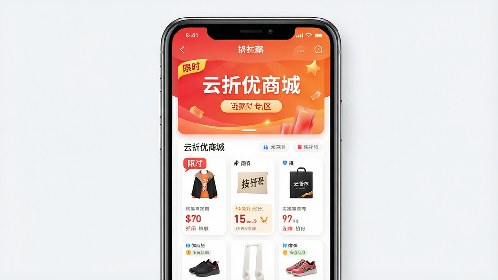 һ��չʾ�������̳��Żݻר�����ֻ�����Ԥ��ͼ������Ϊ�ֻ���Ļ������Ϊ���½ṹ���Ϸ�Ϊ�������·�Ϊ�ۿ���Ʒ�б����Ű����룬���Ϊ���������磬ϸ�ڰ�����ɫ���ɫ����������ʱ��ǩ���۸�Ա����֡�Բ����Ʒ��Ƭ������ɾ����޶���Ԫ�أ����ʸ��壬ͼ�пɳ��֡��������̳ǡ�����
