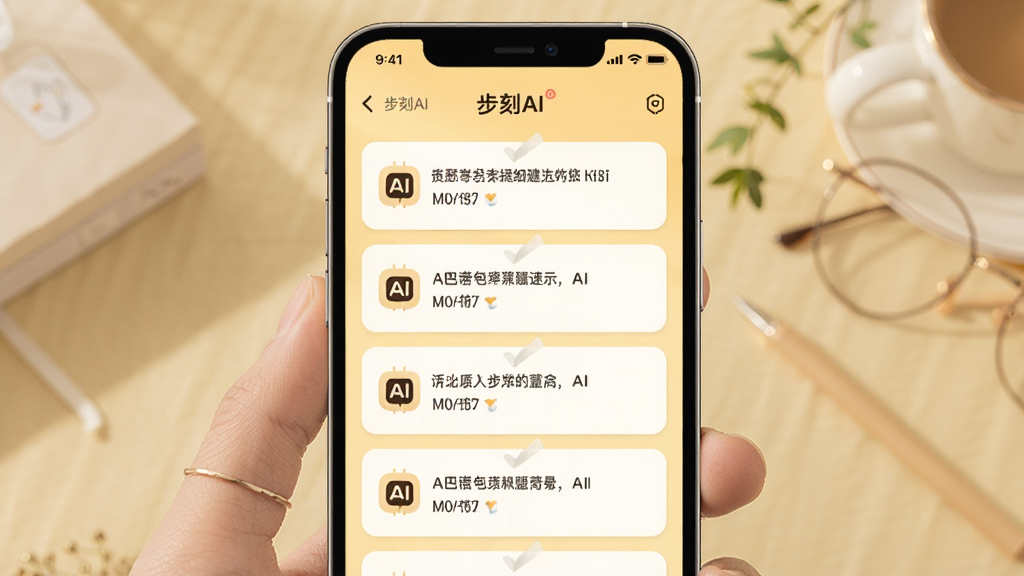 ����AI����ټǽ��棬�ֻ���Ļ��ʾ��ǩʽ��Ƭ�б���ÿ�ſ�Ƭ�м�����ֺ�AIͼ�꣬�����С�����AI����ʶ������Ϊǳ��ɫ�������ܰ�������������ɾ��޶���Ԫ��