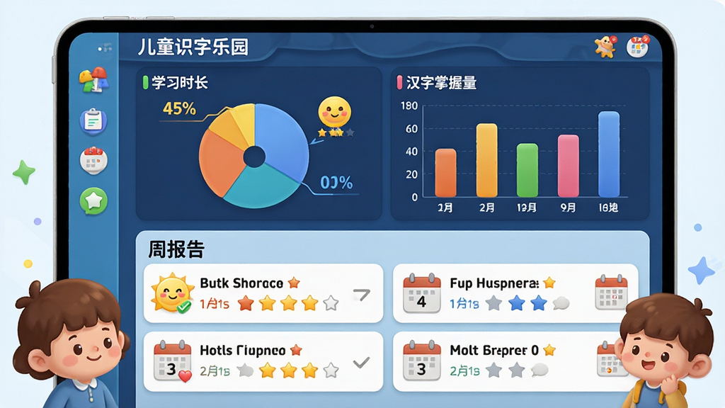 ��ͯʶ����԰�ҳ������ѧϰ������棬����Ϊ��ͨ����������峡��������Ϊ�Ϸ���ѧϰʱ����ͼ�ͺ�����������״ͼ���·����ܱ����б����Ű�Ϊ��Ƭʽ���֣����Ϊ���������뿨ͨ��ϣ�ϸ�ڰ�����ɫ��������Ц������ͼ�ꡢ������ǣ����ʸ���ɾ����޶���Ԫ��
