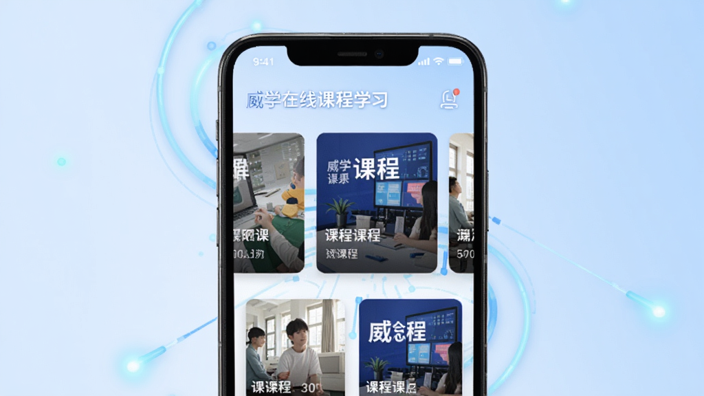 ��ѧ���߿γ�ѧϰ���棬�ֻ���Ļչʾ���ſγ̿�Ƭʽ���У������γ̷���ͱ������֣�����Ϊǳ��ɫ���䣬����ͻ���ֻ���γ����ݣ����ּ�����򣬷���ִ������Ƽ��У�ϸ�����������ʸɾ����޶���Ԫ��