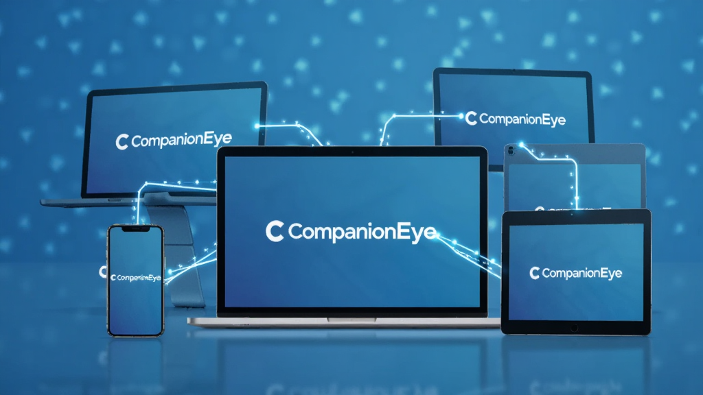 ��̨�豸��Ļͨ����������������һ����ʾCompanionEye��־��δ���Ƽ��У���ɫ���䱳�����豸�����ֻ����ʼǱ���ƽ�壬���־��У����廭�ʣ��ɾ�������