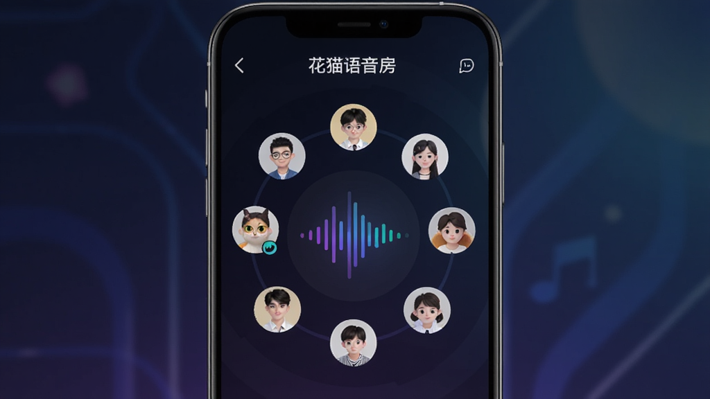 һ���ֻ���Ļչʾ��èApp������������棬�������ж���û�ͷ��Χ��һȦ���м���ʾ�������������������С���è�����������֣�����Ϊ��ɫ���䣬���Ƽ��У����������ɾ�