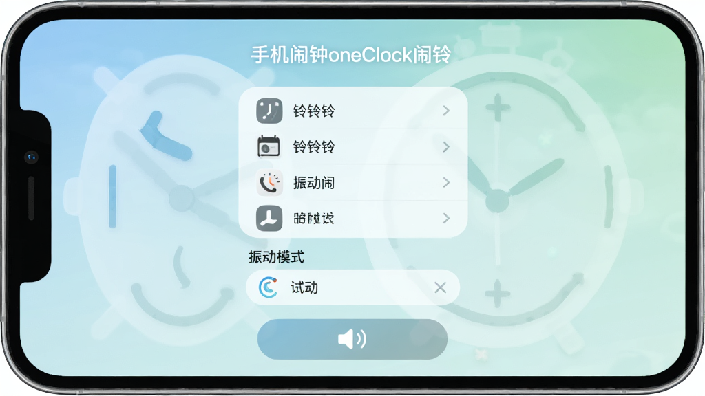 �ֻ�����oneClock�������������ҳ�棬������ʾ���ֻ�����oneClock���塱������ҳ���в��������б�����ģʽѡ��ײ���������ť������������Բ����ƣ���ɫ���£����ֶԳƣ����廭�ʣ�������Ԫ��