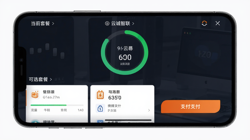 ����Ϊ�Ƴ�����APP������ֵҳ�棬���ֲ��ÿ�Ƭʽ���У��Ϸ���ʾ��ǰ�ײ�ʣ����������ͼ���·�Ϊ��ѡ�ײ��б���֧����ť���Ű�����ֱ�ۣ����Ϊ��Լ����磬ϸ�ڰ�����ɫ�����������ͳ�ɫ��ֵ��ť�����ʸ���ɾ��޶���Ԫ��