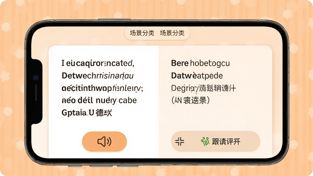 ����UѧԺ�龰�Ի�ѧϰ����չʾͼ���������ֻ���Ļ��ʾһ��������͵ĵ���Ի�����������ǵ���ԭ�ģ��Ҳ������ķ��룬�·��з�����ť�͸�������������Ļ�Ϸ��г��������ǩ������ɫ����ů��ͣ�����Ϊǳ��ɫ�������������ɾ����޶���Ԫ��