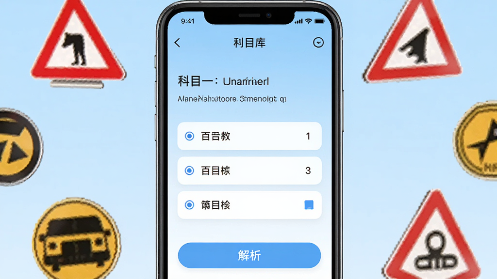 �ٷֽ���APP�����ϰ�����ͼ���ֻ���Ļ������ʾ����Ļ�ڳ��ֿ�Ŀһ��Ŀ���ĸ�ѡ��·��н�����ť������Ϊ����ɫ���䣬��Χ���ƽ�ͨ��־ͼ�꣬��������£����������޶���Ԫ�ء�