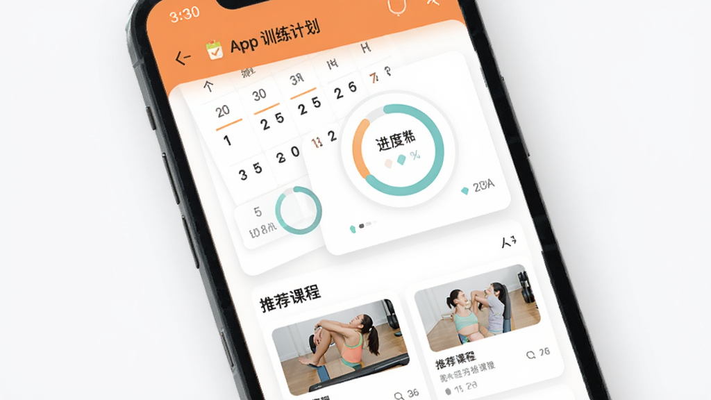 ��������Ϊ���App����ѵ���ƻ�ҳ�棬���ֲ��ÿ�Ƭʽ��Ϣ�����Ű���ϵ�������Ϊ���������Ȼ����Ƽ��γ̣����Ϊ����ǳɫ��ƽ����ƣ�ϸ�ڰ�����ͼ�ꡢ����ͼ�������ʸ���ɾ��޶���Ԫ��