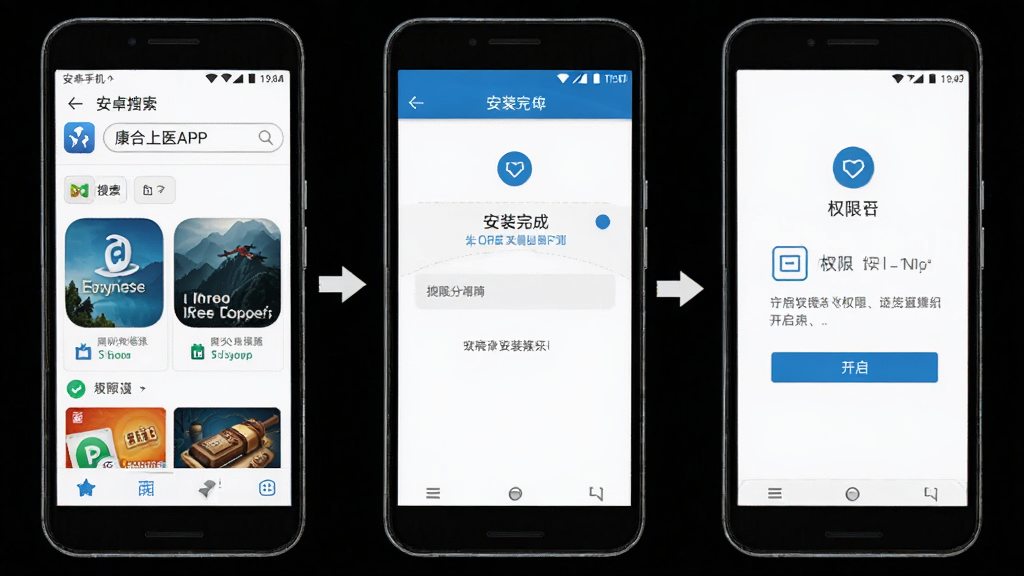 ������ҽAPP�ڰ�׿�ֻ��ϵİ�װ��Ȩ�����ò���ʾ��ͼ������չʾ�ֻ���Ļ��Ӧ���̵���������װ����ٵ�Ȩ�޿����Ĳ���ֽ⣬���Ϊ�̳����ͼչʾ������������ϸ����ȷ�����ʸɾ����޶���Ԫ��