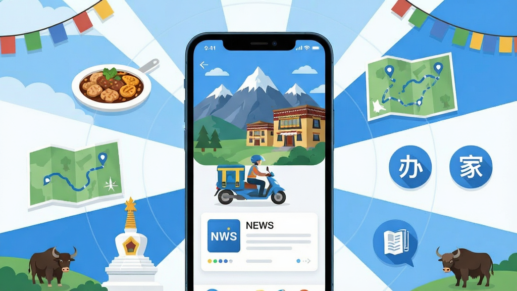 һ��չʾ��ת����APP���Ĺ��ܵĳ����廭������������һ�������ֻ�����Ļ����ʾ���θ�ԭѩɽ����կ������������֡�������Ѷ��Ƭ��г����Ľ��沼�֣���������ֱ����ŵ�����ɫ��ʳ������·�ߵ�ͼ���������ͼ���Ԫ�أ��Ű�������ķ���ʽ��ͼ�����Ϊ��ƽ���ִ��Ƽ��廭��ϸ�ڰ�����ᦡ���������ţ�ȸ����Ļ����ţ���������������ɫ����������Ϊ�������ɾ����࣬�޶�������Ԫ��