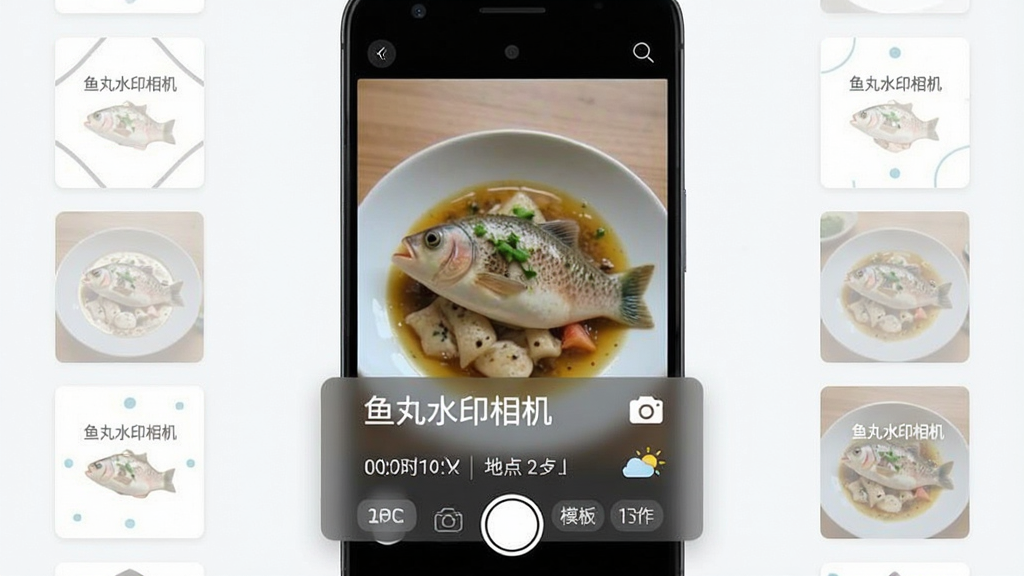 ����ˮӡ���Ӧ�ý�������չʾ������Ϊһ����׿�ֻ���Ļ����Ļ������ʾ���ȡ�����棬�����·����Ӱ�͸��ˮӡ��Ϣ��������ʱ�䡢�ص㡢����ͼ�ꣻ���ֲ��þ��й�ͼ���ֻ������׺��Լˮӡģ������ͼ���Ű����������Ϊ�ִ��Ƽ��б�ƽ����ƣ�ϸ�ڰ���ˮӡ���֡�����ˮӡ����������ͼ�ꡢģ������ǩ�����ʸ��壬����ɾ����޶���Ԫ�ء�