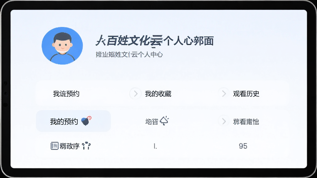 ����Ϊ�����Ļ��Ƹ������Ľ��棬����Ϊͷ���빦���б��������У������ҵ�ԤԼ���ҵ��ղء��ۿ���ʷ��ѡ����Ϊǳɫ����������ɫ��ɫ����ϸ�ڰ���Բ��ͷ��������ͼ�꣬���������ɾ����޶���Ԫ��