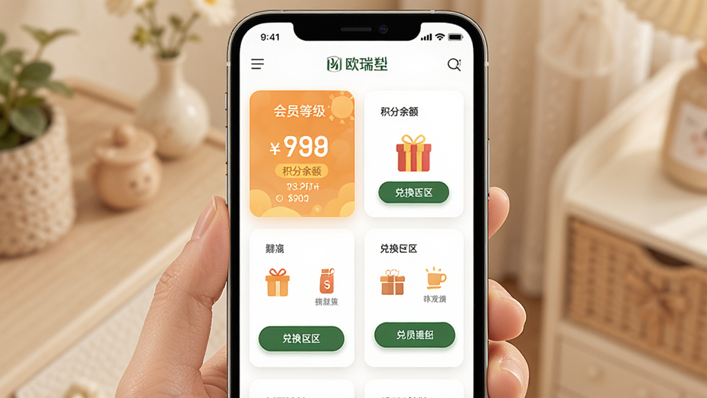 �ƶ�ŷ���� �ֻ�APP��Ա����ҳ�棬����Ϊ�ֻ���Ļչʾ��Ա�ȼ������������һ�ר�������ֲ��ÿ�Ƭʽ��ƣ��Ű����ҷ����������ܰ���У�ϸ�ڰ����������֡���Ʒͼ����Ʒ��ɫ��ť�����ʸ��壬�ɾ����޶���Ԫ��