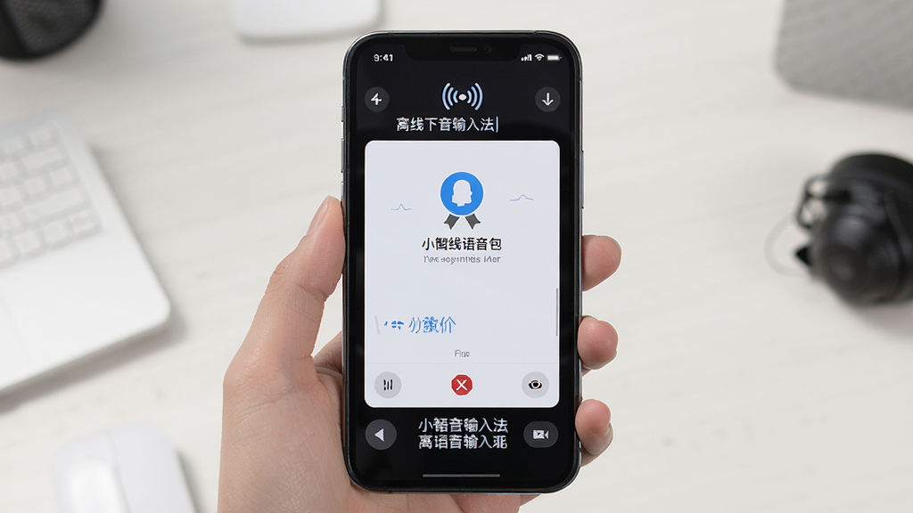 小智语音输入法离线语音输入功能展示,主体为手机在无网络环境下进行语音输入的场景,布局为手机屏幕居中配以离线标识,风格为简约商务风,细节包括离线语音包下载界面、无网络图标、文字上屏效果,画质清晰干净,无多余元素