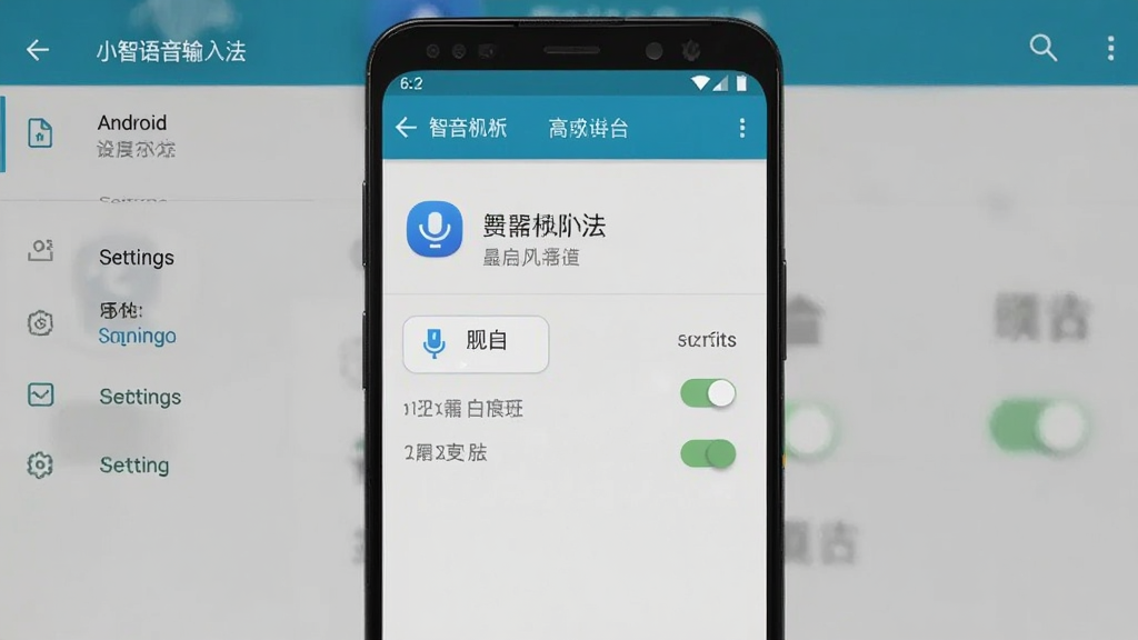 小智语音输入法安卓手机权限设置界面截图,主体为手机屏幕显示麦克风权限开启页面,布局为居中手机界面展示,风格为简洁系统设置风,细节包括权限开关、输入法图标、设置菜单,画质清晰干净,无多余元素