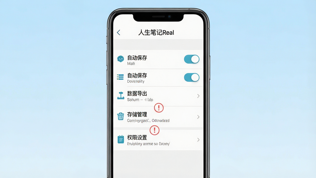 一张手机应用设置页面示意图,画面主体为竖屏手机,屏幕显示