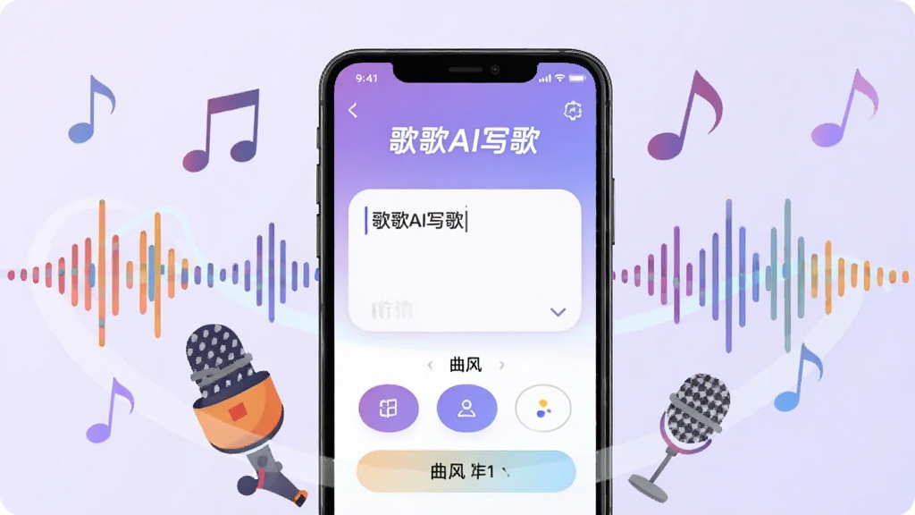 �����������һ�������ֻ����ֻ���Ļ����ʾ�����AIд�衱�������棬�������и������������ѡ��ť���ֻ���Χ��������������˷硢����ͼ�Ͳ�ɫ��������������Ϊ��͵�ǳ��ɫ���䣬������ñ�ƽ���廭���ϸ�ڸɾ�����������ϸ�壬�޶���Ԫ��