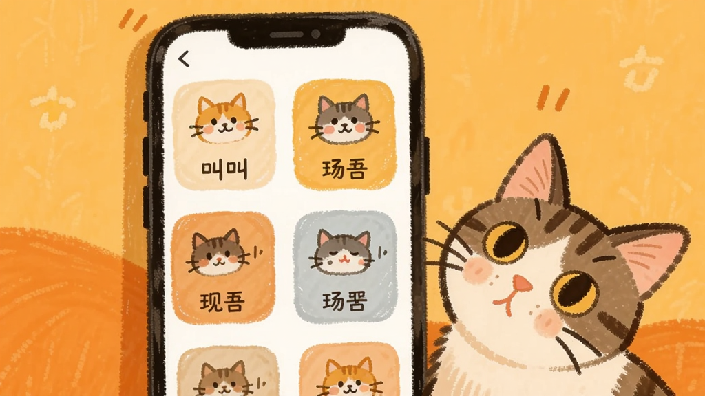 ���������è����������è��ģ�ⷢ�����棬�ֻ���Ļ��ʾ���è����Ƶ��ť��Ƭ��ÿ�ſ�Ƭ����è�����ͼ��ͳ�����ǩ���ֻ�����һֻ��ͷ�����è�䣬����Ϊ��ů�ĳȻ�ɫ��������Ϊ�ֻ�����è�������½ǣ����Ϊ��ܰ�ֻ�磬ϸ��ͻ����ť��Ƭ��è�������̬�������������ɾ����޶���Ԫ��