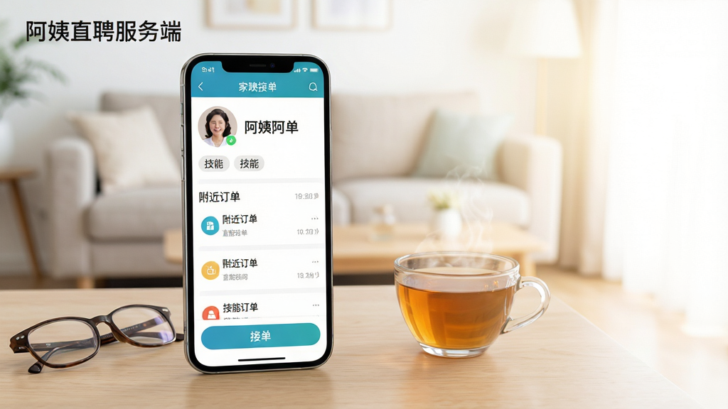 ����������һ�������ֻ���������չʾ�����ӵ���Ӧ�ý��棬�����а�������ͷ�񡢼��ܱ�ǩ�����������б���ӵ���ť���ֻ�������һ��ǳľɫ�����ϣ��Ա߰ڷ�һ���ϻ�����һ���Ȳ裬��������������ľӼҿ������������ֻ�����ƫ���Ҳ����׷�����͹��Σ�������Ϊ��ˬдʵ�Ĳ�Ʒչʾ�磬ϸ����ǿ����������������ͼ���ࡢ����������Ȼ�����������ɾ����޶���װ��Ԫ�أ�ͼƬ�пɼ������֡�����ֱƸ����ˡ���ΪӦ�����Ʊ�ʶ