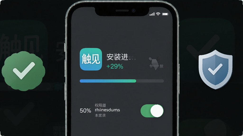 画面为一部手机屏幕显示安装进度条与