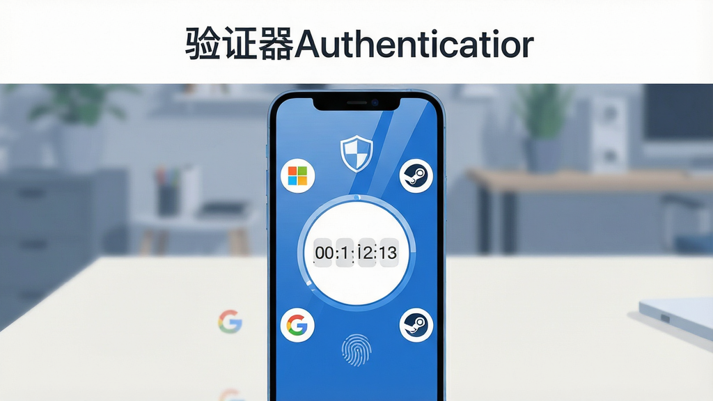 ����������һ�������ֻ�����Ļ����ʾ��֤��AuthenticatorӦ�ý��棬��������Ϊ��λ��̬��֤�뵹��ʱ������Χ���ƶ�������ӵ��˺�ͼ����΢�����ȸ衢Steam�ȣ�����Ϊ�ֻ����з�����ǳɫ���棬�����黯�������Ű�ͻ���ֻ���Ļ���ݣ��Ϸ����״��ü���޳�������д����֤��Authenticator�������Ϊ�ִ��Ƽ��б�ƽ�廭��ɫ��������Ϊ����ϸ�ڰ�����Ļ���⡢ָ��ͼ�ꡢ���ư�ȫ��ʶ�����ʸ��壬����ɾ����޶���Ԫ�ء�