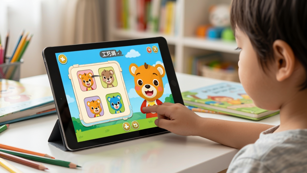 ��������Ϊһ����ͯ����ƽ�����ǰʹ���ɻ��ٷ�HD������Ϸ����Ļ����ʾ��ק��Խ������ɻ���������������Ϊ����λ�ڻ����Ҳ�����֮һ����ƽ����Ļ�����ɼ����Ű���ͻ����Ļ�����뺢��רע���飬���Ϊ��Ȼ���µľӼ�ʵ�ĸУ�ϸ�ڰ���������ָ�㴥��Ļ�������ϵĲ�ɫǦ����汾�������黯����ܣ����������ɾ����޶���Ԫ��