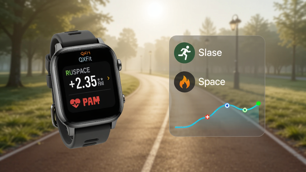 �������Ϊһֻ����������ϵ�QXFit�����ֱ����ֱ���Ļ��ʾ�ܲ�������������ֵ���Ҳ�������͸�����˶�������壬��������ܲ�С��ͼ�ꡢ��·�����ͼ�����������ߣ�����Ϊ�峿��԰�ܵ��黯���������Ϊ�˶���������ͼ������������Ȼ�����ʸɾ�������������Ԫ��