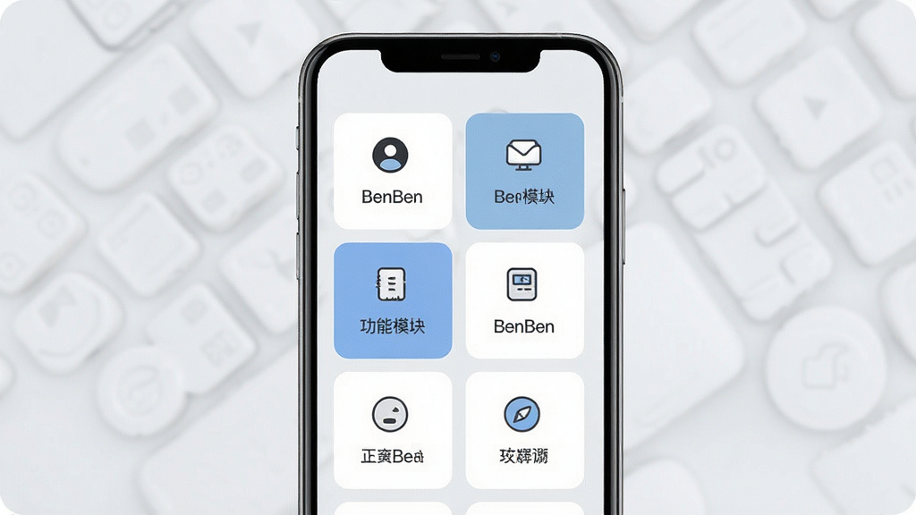 BenBen ����ģ�����չʾ���ֻ���Ļ����ʾ������ܿ�Ƭ�������룬ͼ�������ִ���Э����ǳ�ұ������У��������Լ��ˬ�����ʸɾ�������Ԫ��