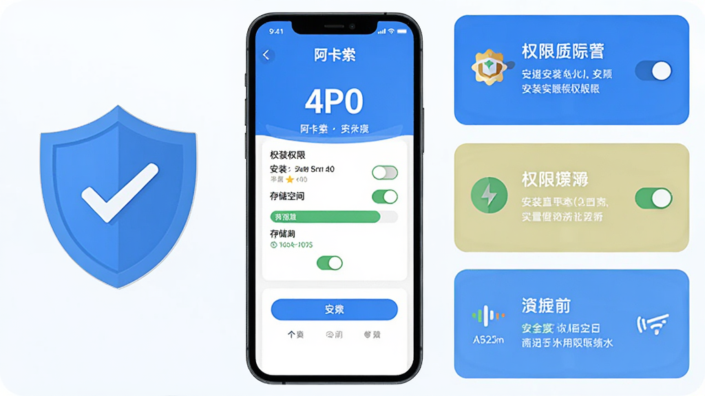 ����Ϊ�ֻ���Ļչʾ������APP��װ��Ȩ�����ý��棬�Ա����ж��ư�ȫͼ�ꣻ����Ϊ�ֻ����С��Ҳ�����������ʾ��Ƭ���Ű���������Ϊ��ƽ����ȫ��ʾ�磻ϸ�ڰ���Ȩ�޿��ء��洢�ռ����������ź�ͼ�ꣻ��������������ɾ����޶���Ԫ��