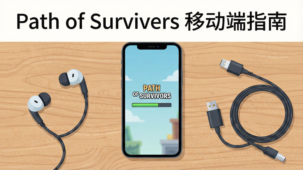 ����������һ�������ֻ���Ļ��ʾPath of Survivors��Ϸ���ؽ��棬�Ա߷��Ŷ����ͳ���ߣ���������������档���ֲ��ø����ӽǣ��ֻ�λ�ڻ������룬�����Ȼɢ�����ࡣ�Ű��ϻ��涥���ü���޳�������д��