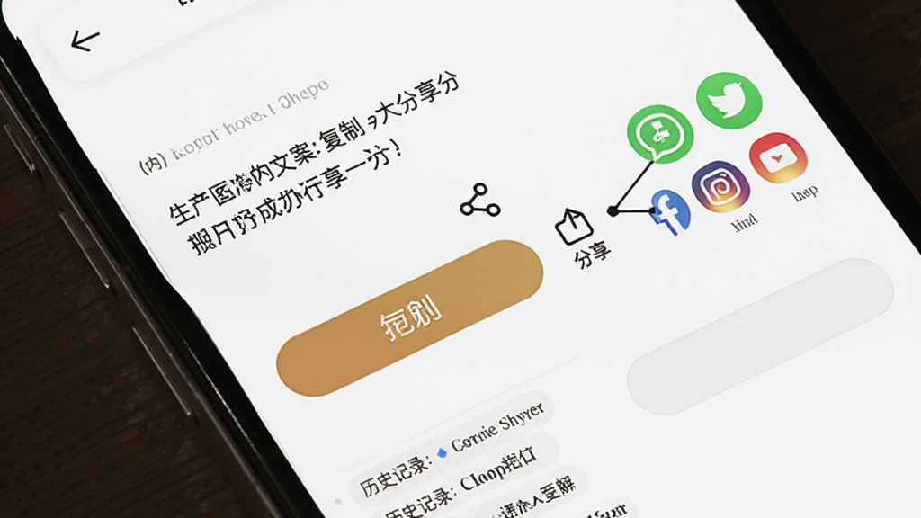 ��Ƭʫ��Ӧ�����İ�����������������棬�ֻ���Ļ��ʾһ�������ɵ������븴�ư�ť����״̬���Ա��з���ͼ��ָ���罻ƽ̨ͼ��Ⱥ������Ϊ����ɫ���棬�����ˬֱ�ۣ�ϸ�ڰ������Ƴɹ���ʾ����ʷ��¼�б��������ť�����������ɾ����޶���Ԫ��