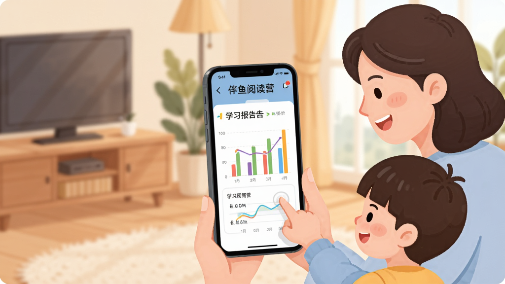 һ��չʾ�����Ķ�Ӫ�ҳ��˽���ͬ�����ܵĻ��棬����������һ���ֻ���ʾѧϰ����ͼ�����ֻ��Ա���һλ�ҳ��ͺ���һ����Ļ�����汳������ܰ�Ŀ���һ�ǣ�����Ϊ���ҽṹ�����Ϊ��ͱ�ƽ�廭��ϸ�ڰ�����״ͼ������ͼ�Ĳ�ɫ���ݡ��ҳ�΢Ц���顢������ָ��Ļ�����������ɾ����޶���Ԫ��