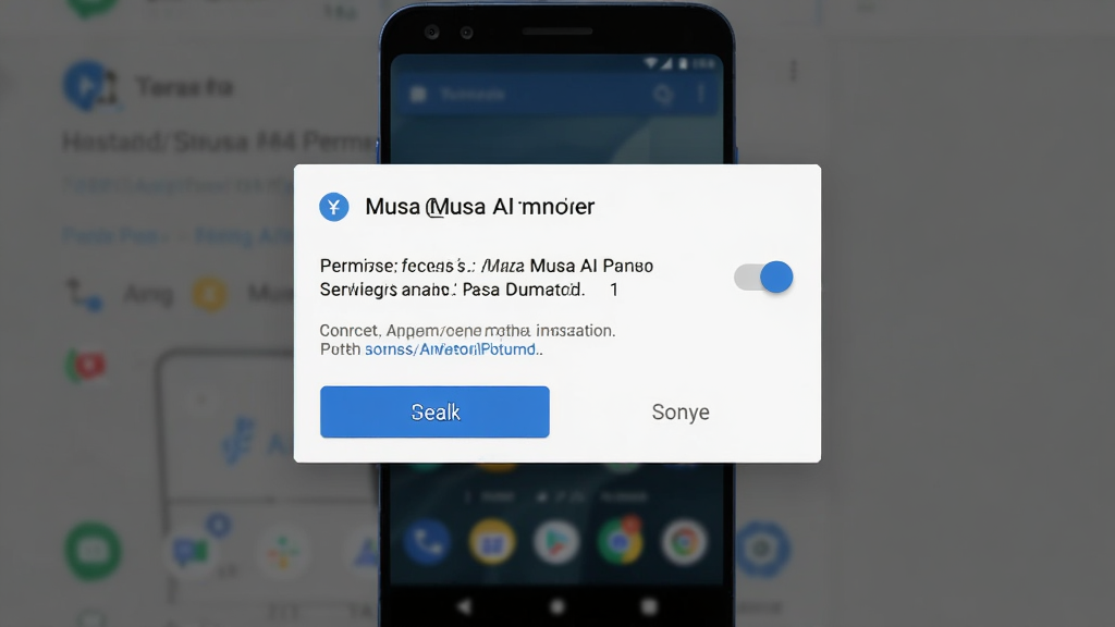 ����Ϊ��׿�ֻ���װMusa AI����ʱ��Ȩ����ʾ�������棬����Ϊ�������С������黯���Ű�ͻ��ȷ�ϰ�ť�����Ϊϵͳ��ʾ�磬ϸ�ڰ���Ȩ�޿��ء���Դ��ʾ���֡�ȷ����ȡ����ť����������������ɾ��޶���Ԫ��